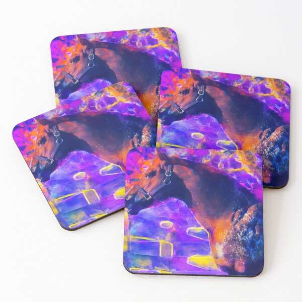 Item preview, Appaloosa horse – colorful painting in violet and yellow designed and sold by NickoPrints.