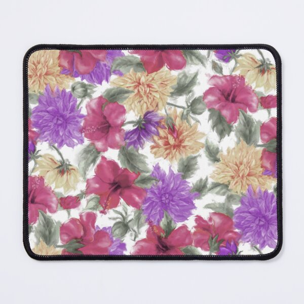Item preview, Dahlias and Hibiscus Repeated Pattern Seamless Design designed and sold by Tina Veenstra.