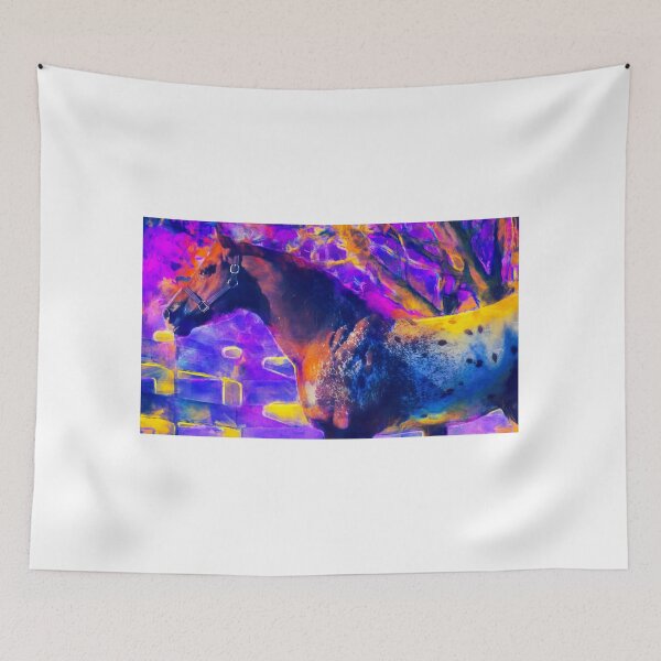 Item preview, Appaloosa horse – colorful painting in violet and yellow designed and sold by NickoPrints.
