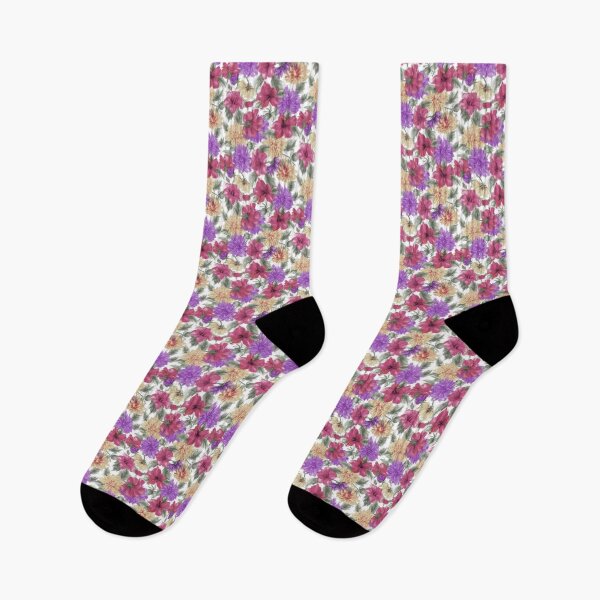 Item preview, Dahlias and Hibiscus Repeated Pattern Seamless Design  designed and sold by Tina Veenstra.