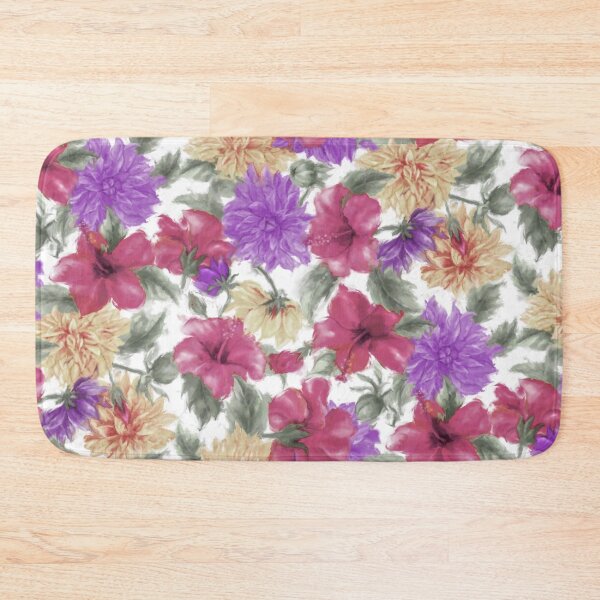 Item preview, Dahlias and Hibiscus Repeated Pattern Seamless Design  designed and sold by Tina Veenstra.