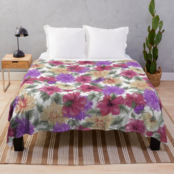 Item preview, Dahlias and Hibiscus Repeated Pattern Seamless Design  designed and sold by Tina Veenstra.