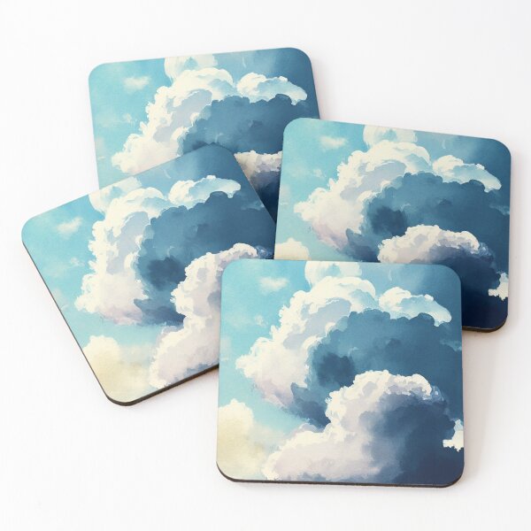 Item preview, Watercolor blue sky and fluffy clouds designed and sold by LaMadeleine.