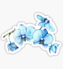 Botanische Kunst der blauen Orchidee Sticker