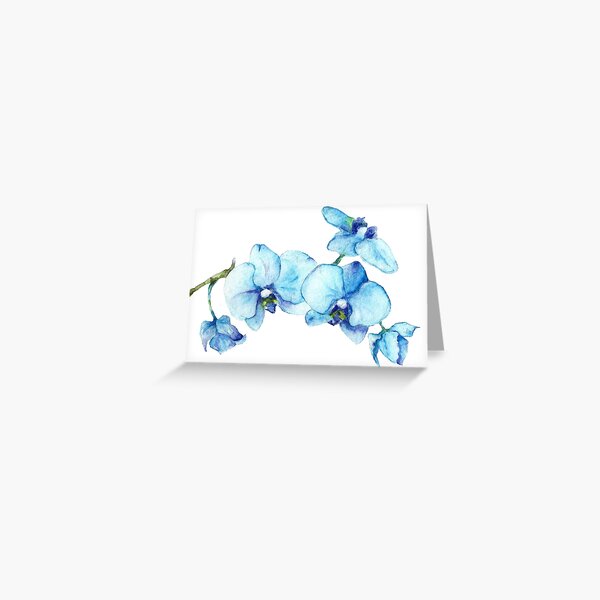 Blue Orchid Botanical Art Greeting Card