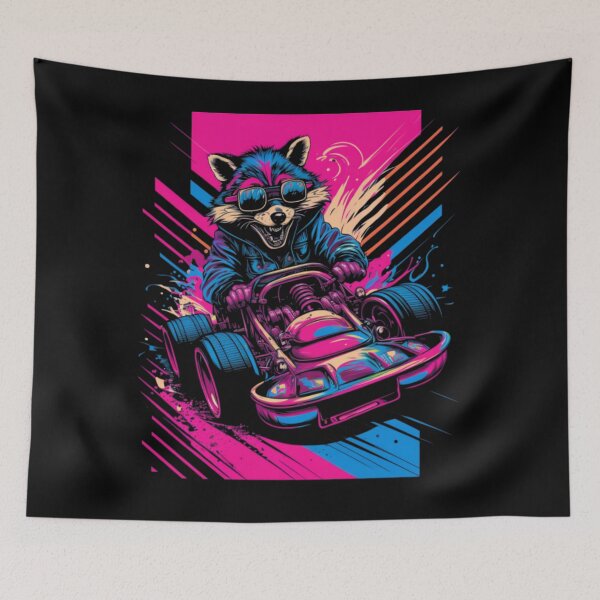 Item preview, Crazy Happy Raccoon in Racing Car designed and sold by brytfanna.