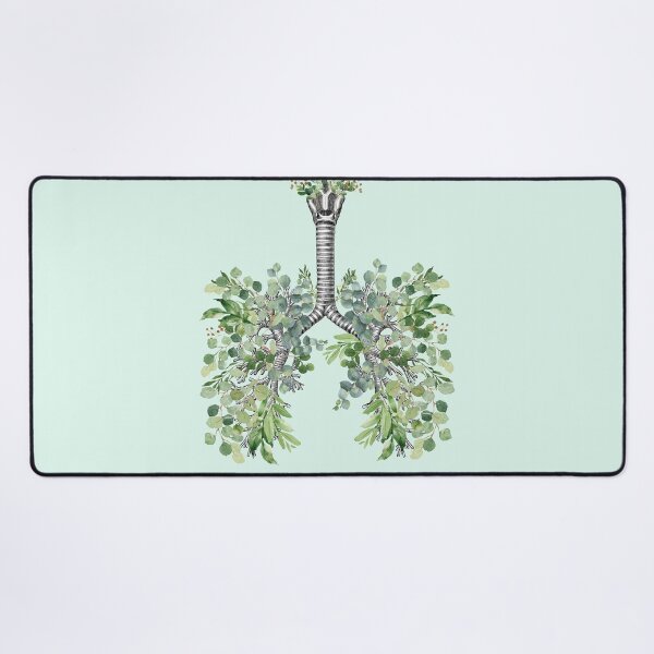 Item preview, lungs, bloom eucalyptus leaves, anatomy, watercolor blue butterflies designed and sold by Collagedream.