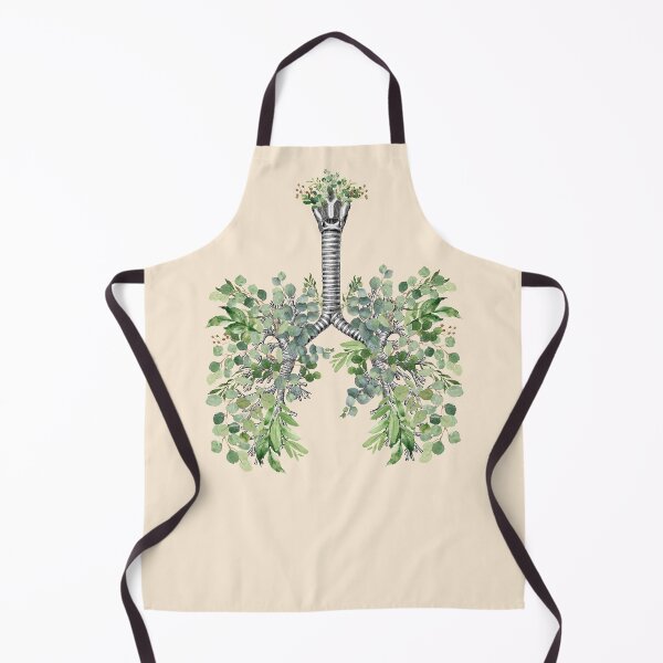 Item preview, lungs, bloom eucalyptus leaves, anatomy, watercolor blue butterflies designed and sold by Collagedream.