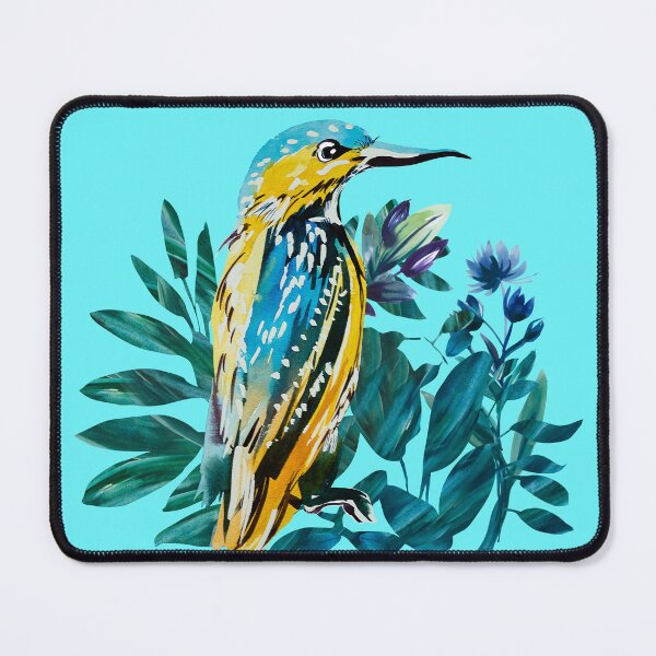 Item preview, Kingfisher painted in watercolor on blue background designed and sold by IngaDesign.