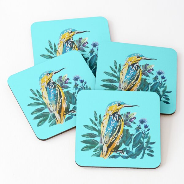 Item preview, Kingfisher painted in watercolor on blue background designed and sold by IngaDesign.