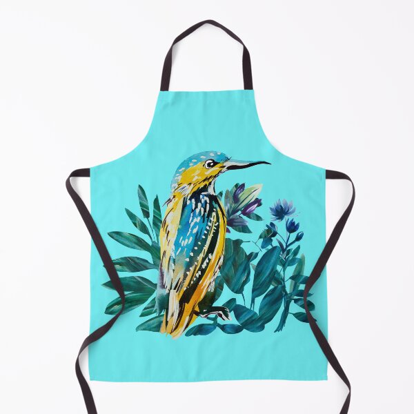 Item preview, Kingfisher painted in watercolor on blue background designed and sold by IngaDesign.