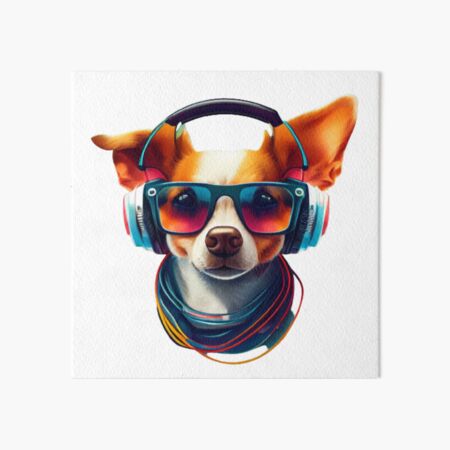 Dog with headphones, cap and cool music glasses - Dog With