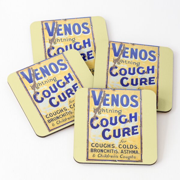 Item preview, Venos Cough Cure, vintage enamel sign designed and sold by JonDelorme.