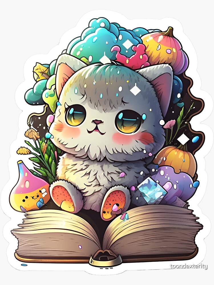 Kawaii Cat Reading A Book - Dibujo De Gato Kawaii Leyendo - Free