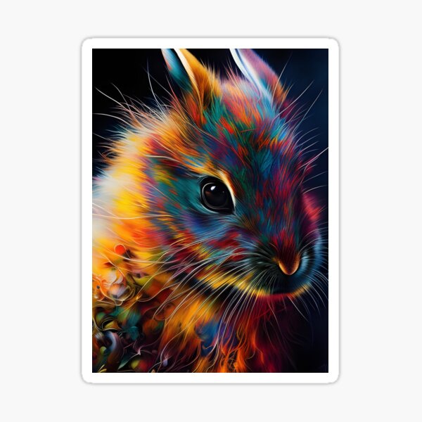 Colorful Year of the Rabbit 01 - Chinese Lunar Year Zodiac Sign or Easter Bunny Digital AI Art Sticker