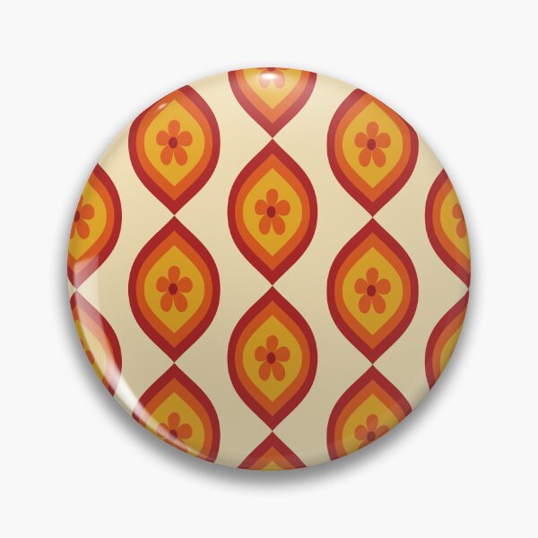 Item preview, Retro Orange Flowers on Mid Century Ogee Pattern  designed and sold by Yasminepatterns .