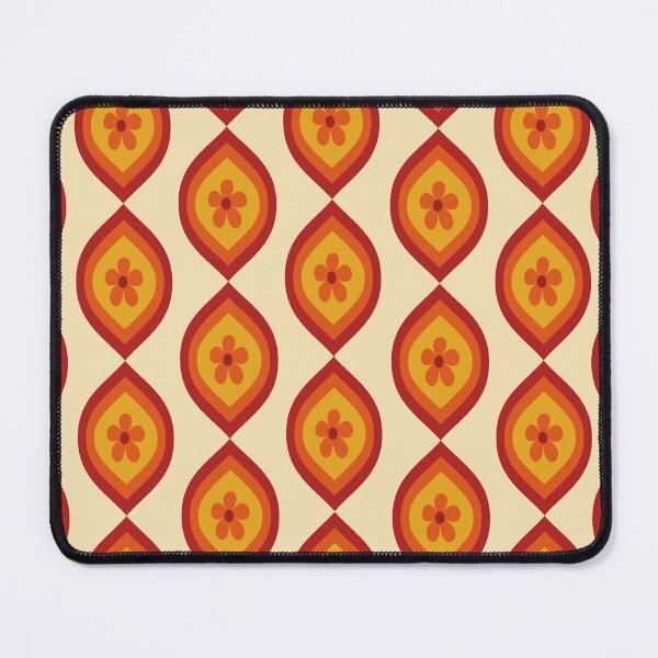 Item preview, Retro Orange Flowers on Mid Century Ogee Pattern  designed and sold by Yasminepatterns .