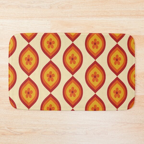Item preview, Retro Orange Flowers on Mid Century Ogee Pattern  designed and sold by Yasminepatterns .