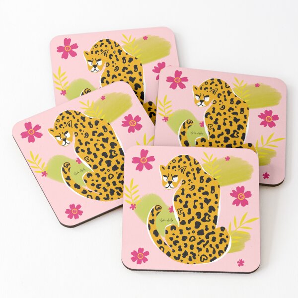 Item preview, Jaguar looking back art work yellow- pink background designed and sold by Studio Lydia  Lovely.