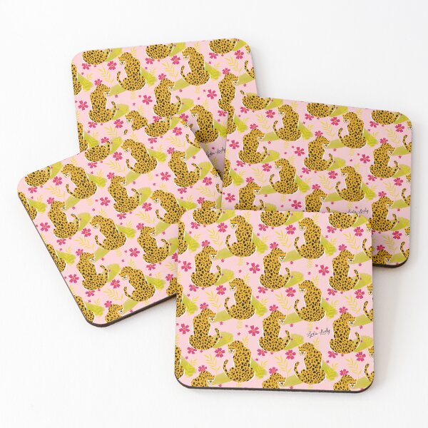Item preview, Jaguar looking back pattern yellow- pink background designed and sold by Studio Lydia  Lovely.