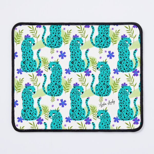 Item preview, Jaguar looking back pattern teal- white background designed and sold by Studio Lydia Lovely.