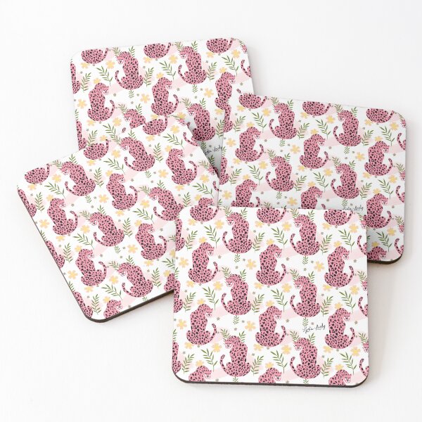 Artikelvorschau, Jaguar looking back pattern teal- white background entworfen und verkauft von Studio Lydia Lovely.