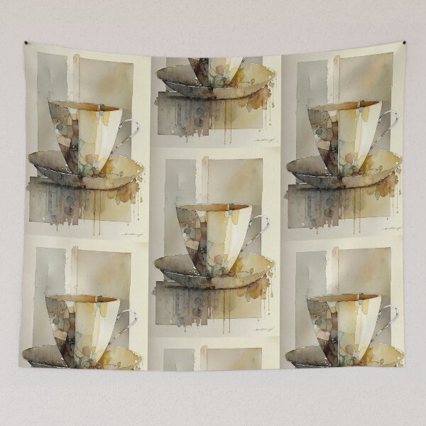 Item preview, Minimalist watercolor of a cup of coffee 2 designed and sold by artefacta.