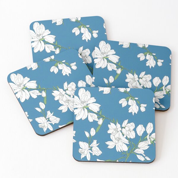 Item preview, White flowers line art. Seamless pattern designed and sold by evk-art.