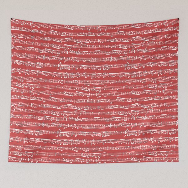 Item preview, Red Musical Notes Pattern - Sheet Music Notation designed and sold by inspirationzgal.