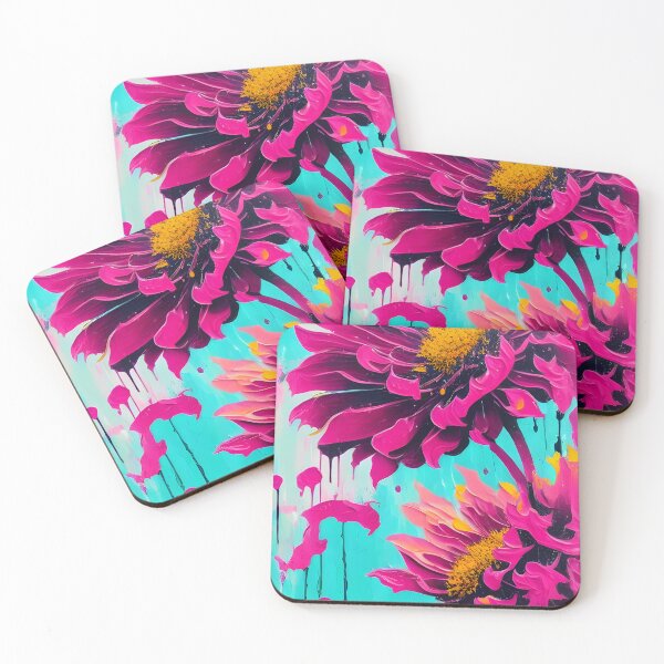 Item preview, Pink dahlias modern acrylic painting,  designed and sold by patterncrow.