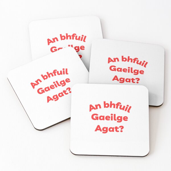 Item preview, An Bhfuil Gaeilge Agat Irish Language red font designed and sold by Irishprints.
