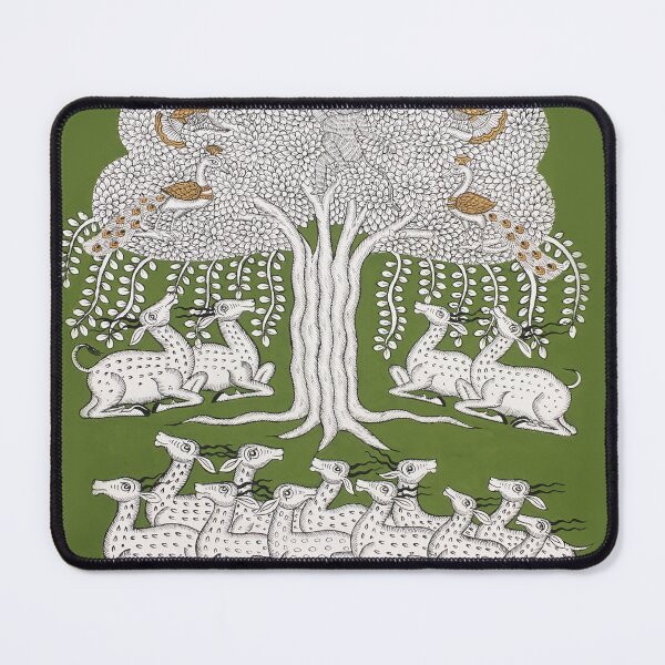 Item preview, Tree of life ( Green and Gold) indian folk art print in phad style designed and sold by gopalpjoshi.