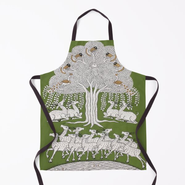 Item preview, Tree of life ( Green and Gold) indian folk art print in phad style designed and sold by gopalpjoshi.