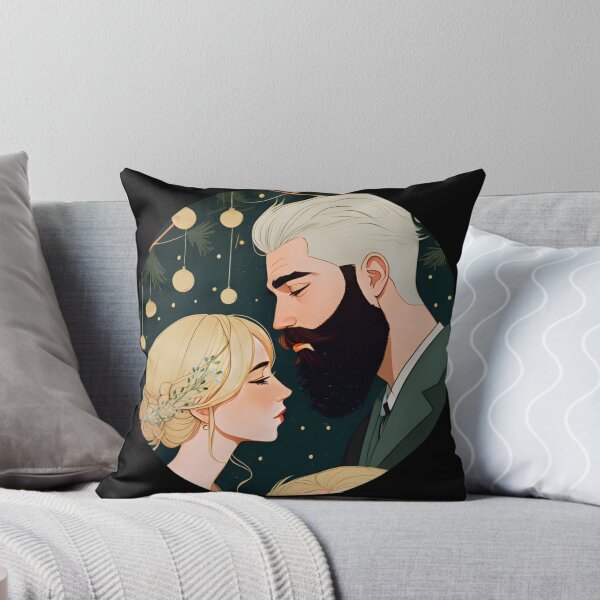 Item preview, christmas wedding couple green gold ornament blonde beard silver hair drawing art illustration sticker designed and sold by FRH Design ⭐⭐⭐⭐⭐.