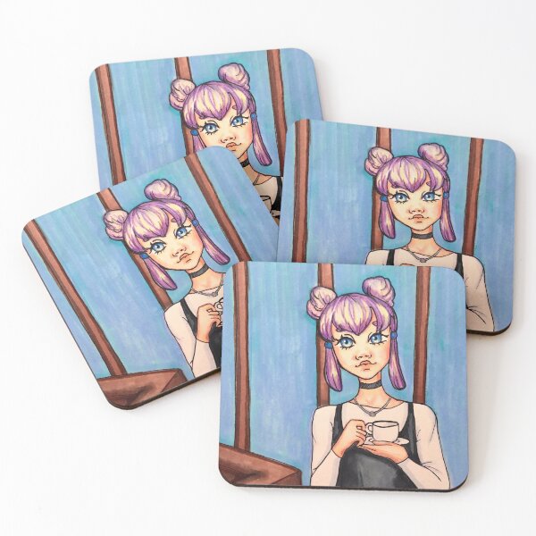 Item preview, Girl drinking coffee designed and sold by AkakoAi.