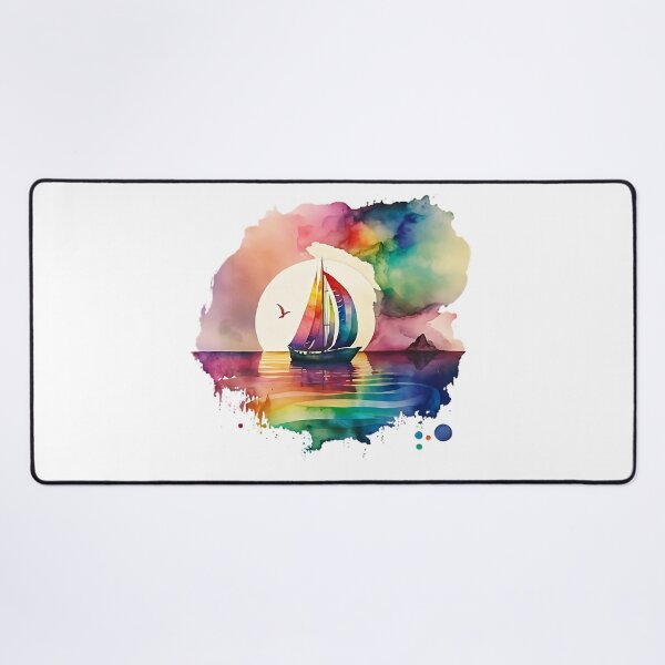 Artikelvorschau, Segelboot in bunten Aquarellfarben entworfen und verkauft von TheKiziox.