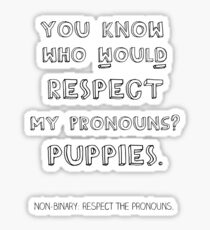 Puppy pronouns Sticker