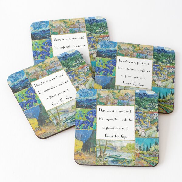 Item preview, Van Gogh painting collage,  quote - normality is a paved road: it’s comfortable to walk but no flowers grow on it designed and sold by Inktown.