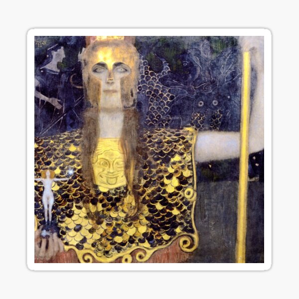 Aperçu de l'œuvre Pallas Athéna de Gustav Klimt, œuvre d'art dorée créée et vendue par EmeraldeaArt.