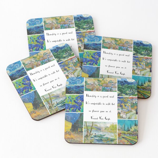 Item preview, Van Gogh painting collage,  quote - normality is a paved road: it’s comfortable to walk but no flowers grow on it designed and sold by Inktown.