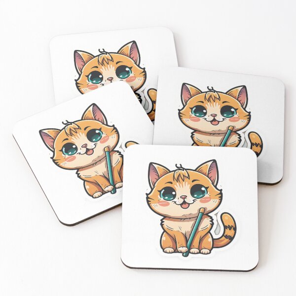 Item preview, Happy Cat - Adorable Cartoon-Style Sticker with Big Eyes and Bright Colors designed and sold by KukiStickers.