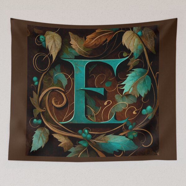 Item preview, Initial E monogram for last name turquoise with bronze designed and sold by Neonmountain.