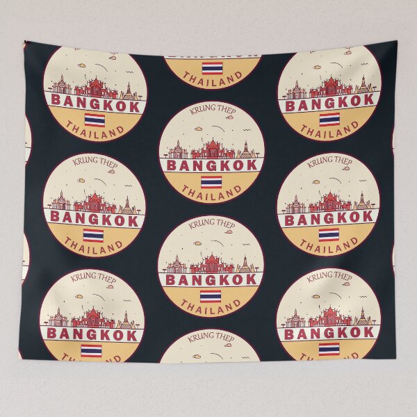 Item preview, Bangkok Thailand City Skyline Emblem designed and sold by KrisSidDesigns.