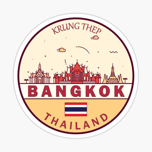 Item preview, Bangkok Thailand City Skyline Emblem designed and sold by KrisSidDesigns.