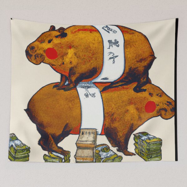 Item preview, Stacked Capybaras: A Pile of Riches designed and sold by CatPaintStore.
