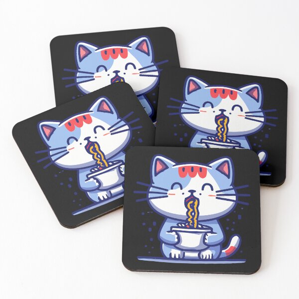 Item preview, Purrfectly Satisfying Cat Eating Noodles designed and sold by Colorful Dreams.