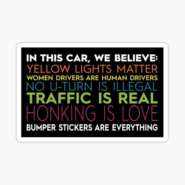 In this Car, We Believe: Yellow Lights Matter Sticker