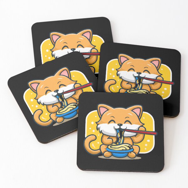 Item preview, kawaii cat eating noodles designed and sold by Colorful Dreams.