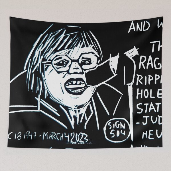 Item preview, Black & White Judy Heumann Tribute Linocut Print designed and sold by Antottks.