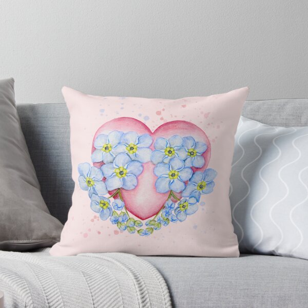 Item preview, Pink heart and forget-me-not flowers  designed and sold by ColorSplendor.